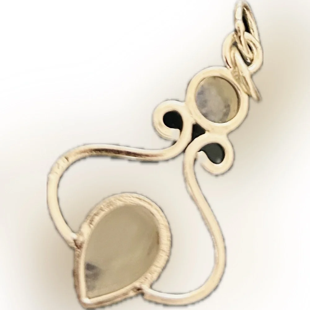Rainbow Moonstone Gemstone 925 Silver Pendant Handmade Pendant Necklace - Picture 4 of 7